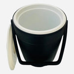 Vintage Rubbermaid Black Ice Bucket 10" White Lid Insulated 1970s Bottle Cooler