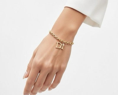 Diamonds International DI Gold Tone Chain Link Charm Bracelet with Gemstone VG