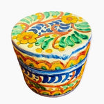 Mexican Pottery Jewelry Box Hand Painted Floral Trinket Vanity Folk Art Covered