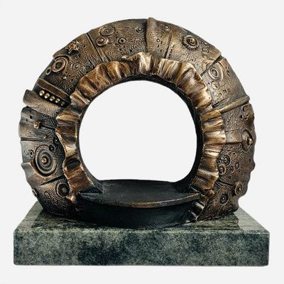 Vintage Modernist Bronze Abstract Arch Sculpture on Marble Base 8"x9"