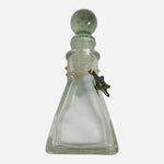 Small Clear Glass Bottle Ball Stopper Silver Star Charm Decorative 5"  VG