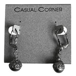 Vintage Casual Corner Filigree Ball Dangle Leverback Earrings Silver Tone NIB