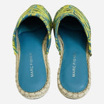 Marc Fisher Gift Palm Espadrille Mule Tropical Blue Green Womens Sz 5.5 NIB