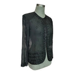 Vintage Stenay Black Beaded Jacket Size S Sheer Evening Cocktail India VG