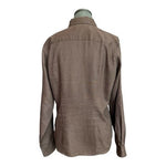 Jones New York Sport Womens Brown Linen Button-Up Shirt M Adjustable Long Sleeve