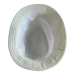 White Paper Straw Fedora Hat Black Band One Size Summer Trilby VG Unisex