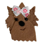 Felt Yorkie Puppy Face Applique Patch with Bow Lot of 2 New Handmade