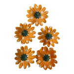 Orange & White Polka Dot Fabric Flower Appliques 5pc DIY Craft 2.25in New