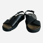 Italico Black Leather Open Toe Platform Sandals Size 38 7.5 Made Italy