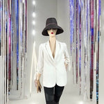 Anthropologie Cartonnier White Blazer Women’s Size 0 Tied Sleeve Button Front VG