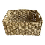 Large Tan Wicker Storage Basket Crate with Handles Home Organizer 14"x10"x7”