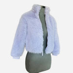 Art Class Faux Fur Jacket Cropped Zip Up Coat Womens M Lilac Purple Excellent