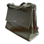 Lia Numa Italy Olive Green Calf Leather Tote Knot Handles Charm Logo Handbag EXC