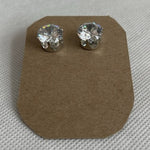 Round Crystal Clear Stud Earrings Classic Sparkle Jewelry NWOT