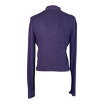 Comma Purple Tie Front Cropped Cardigan Sweater Ribbed Knit Sz 38 US M Elegant