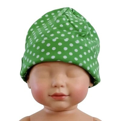 Green White Polka Dot Soft Cotton Baby Kids Beanie Hat One Size NWOT