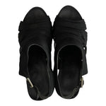Aerosoles Black Strappy Wedge Sandals Open Toe Slingback Comfort Size 6
