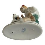 Vintage Polonne Porcelain Figurine Girl Training Dog & Teddy Bear USSR 6" VG