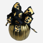 Modern Large Metallic Gold Black Plastic Pumpkin Centerpiece Halloween Decor