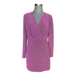 MNG Mango Pink Metallic Wrap Dress Women's Long Sleeve Mini Dress Size M NWOT