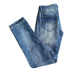 Gaudi Jeans Italy Blue Denim Straight Slim Distressed Mid Wash Women Size 29