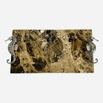 Marble Tray Silver Tone Seahorse Handles Serving Decorative Coastal Decor 14x7"