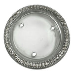 Crystal Rhinestone Beaded Glass Pillar Candle Plate Holder Round 4.25" Silver VG
