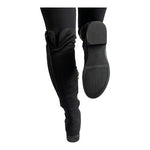 Women’s Black Over The Knee Boots Faux Suede Thigh High Low Heel Shoes Size 6
