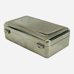Silver Plated Jewelry Box Monogram K Textured Lid Grey Velvet Mirror Ring Holder