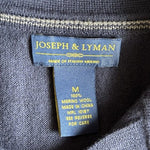 Joseph & Lyman Mens M Blue Italian Merino Wool Knitted Polo Sweater VG