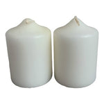 Unscented White Pillar Candles 2.5" x 4" Set of 2 New Clean Burn Set of 2