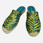 Marc Fisher Gift Palm Espadrille Mule Tropical Blue Green Womens Sz 5.5 NIB