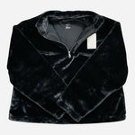 A New Day Faux Fur Quarter Zip Sweatshirt Pullover Black Size S NWT