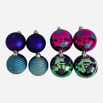 Shatterproof Ball Christmas Ornaments Set of 8 Pink Teal Purple Glitter G