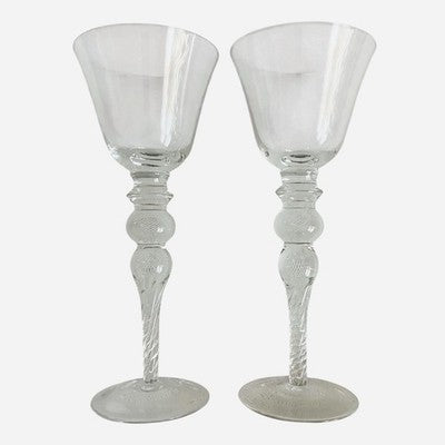 Clear Glass Emperor Wine Goblets Set of 2 10.5in Twisted Stem EXC