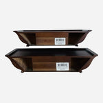 Burnes Dark Wood Wall Display Shelves Set of 2 Brown Candle Holders  Set of 2 VG