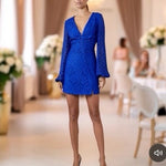 $169 Bardot Women's Blue Lily Long Sleeve V-neck Lace Dress Size 10/M-L NWOT