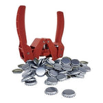 Bottle Capper Set w/ Silver Caps & Opener Manual Hand Tool Kit Homebrewing Kit