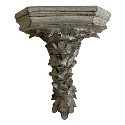 Vintage French Neoclassical Resin Leaf Motif Wall Shelf Candle Holder 8"x9.5"