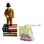 Vintage 9/11 Fireman Porcelain Trinket Box Statue of Liberty American Flag NIB