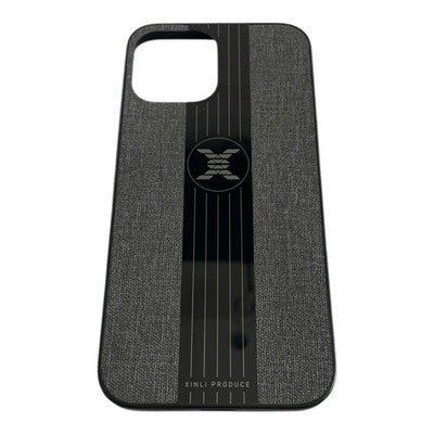 Mosafe Cloth Texture Phone Case iPhone 12 6.7" Grey Black Striped Design Protect