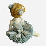 Porcelain Blue Dress Ballerina Figurine 2.5” Elegant Dance Collectible Excellent