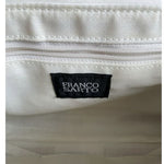 Vintage Franco Sarto White Leather Shoulder Bag Faux Croc Trim Y2K 10"x2"x6" G+