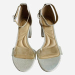 CL Chinese Laundry Jazz Clear Silver Iridescent Vinyl Block Heel Sandal Sz 7 NIB