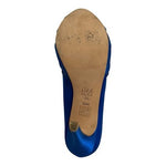 Pelle Moda Blue Satin Pumps Heels Vero Cuoio Leather Sole Womens 5.5M Elegant