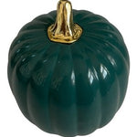 Happy Friendsgiving Ceramic Pumpkin Decor Green Gold 8x8.5 EXC Fall Thanksgiving