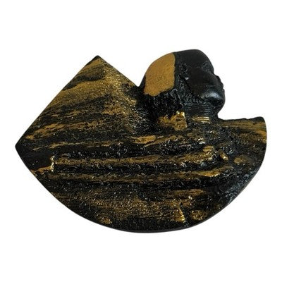 Abstract Black & Gold Textured Art Magnet Sculpture Egypt Head Bust Unique Decor