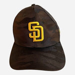 New Era San Diego Padres Subtle Camo 39THIRTY Flex Hat Brown Yellow MLB NWOT