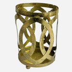 Stylish Shabby Gold Metal Interwoven Design Candle Holder Stand Base 6.5" VG