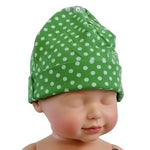 Green White Polka Dot Soft Cotton Baby Kids Beanie Hat One Size NWOT